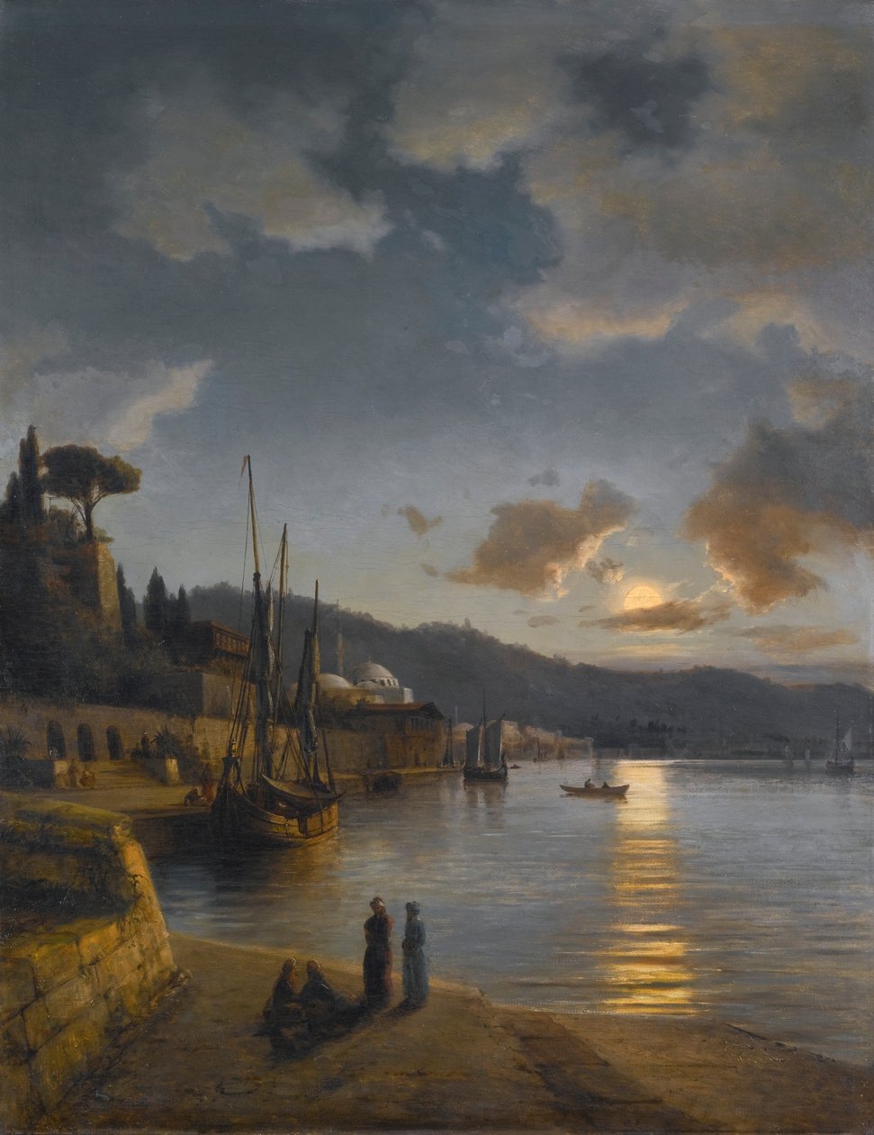 Un port turc au clair de lune - Anton Melbye