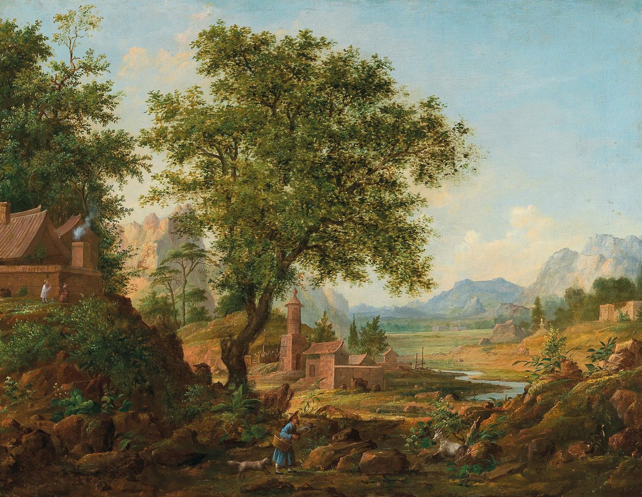 Paysage chinois avec personnages, 1830-1840 - Anton Mikhaylovich Legashov