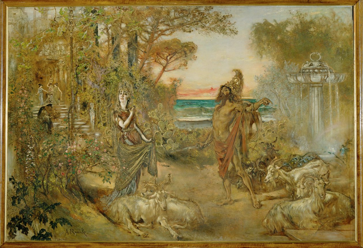Circé et Ulysse ... (peinture sur toile) - Anton Romako