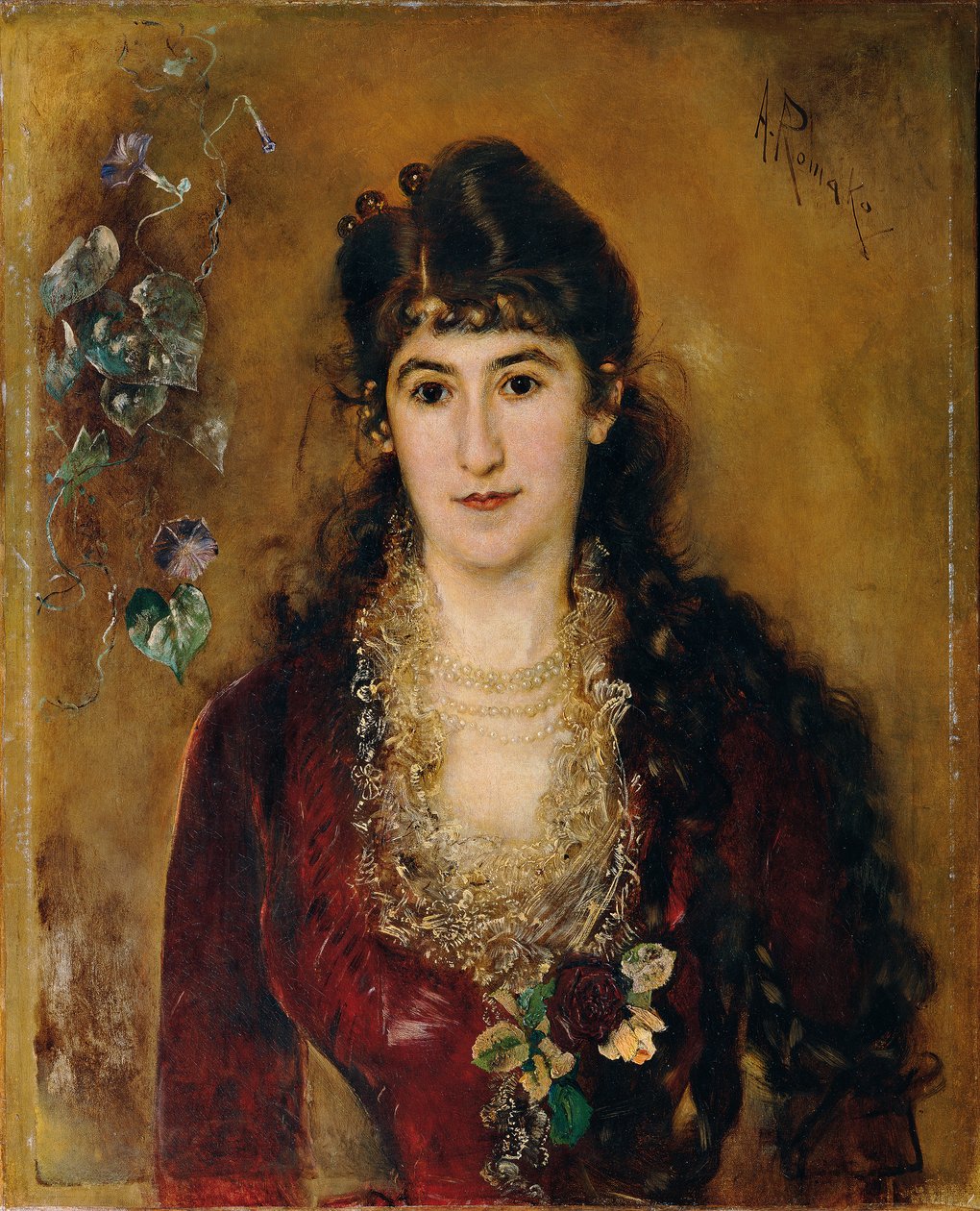 Dame en robe rouge - Anton Romako