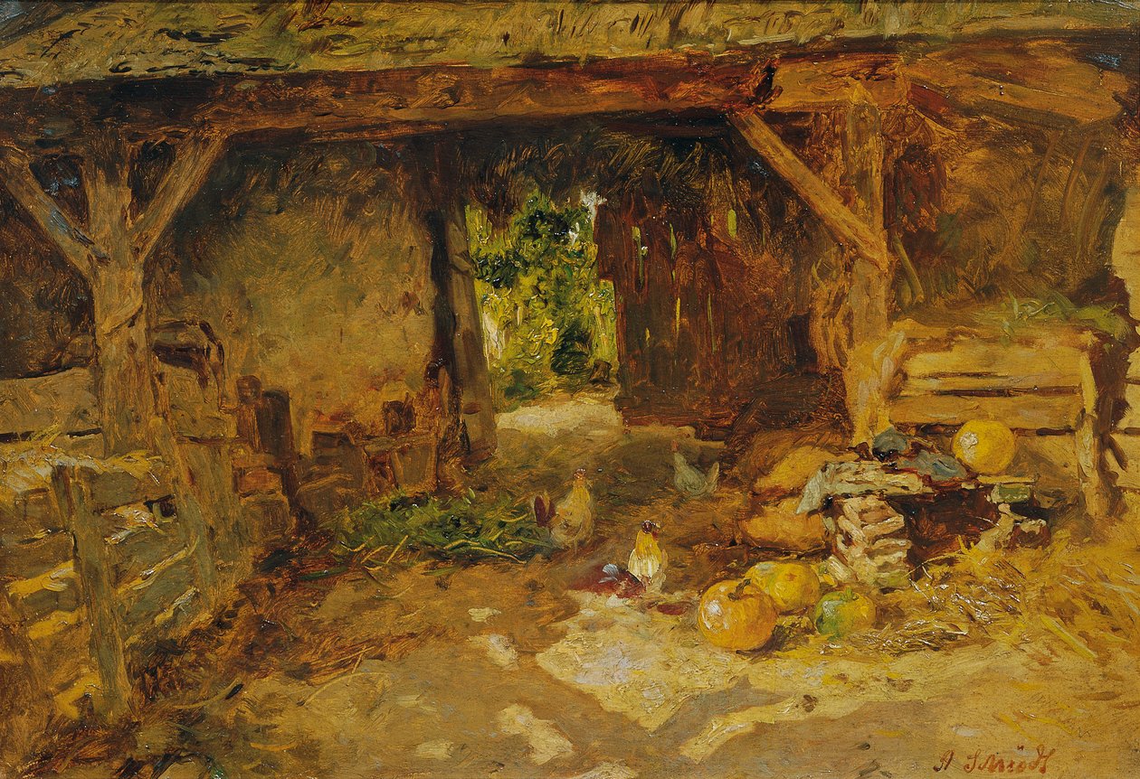 Intérieur de cour du Marchfeld - Anton Schrodl