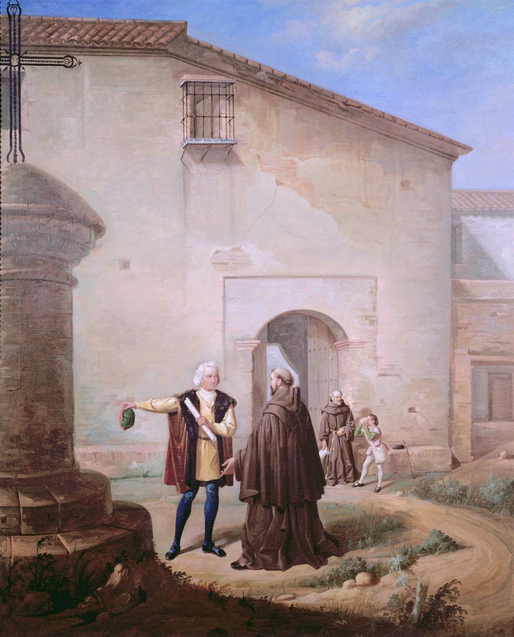 Les frères franciscains du couvent de Santa Maria de la Rabida donnent du pain et de l