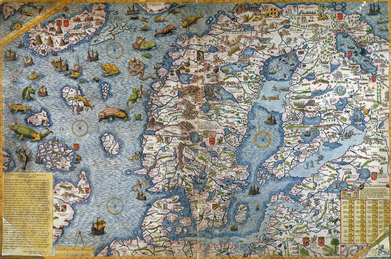 Scandinavie, détail de la Carta Marina d