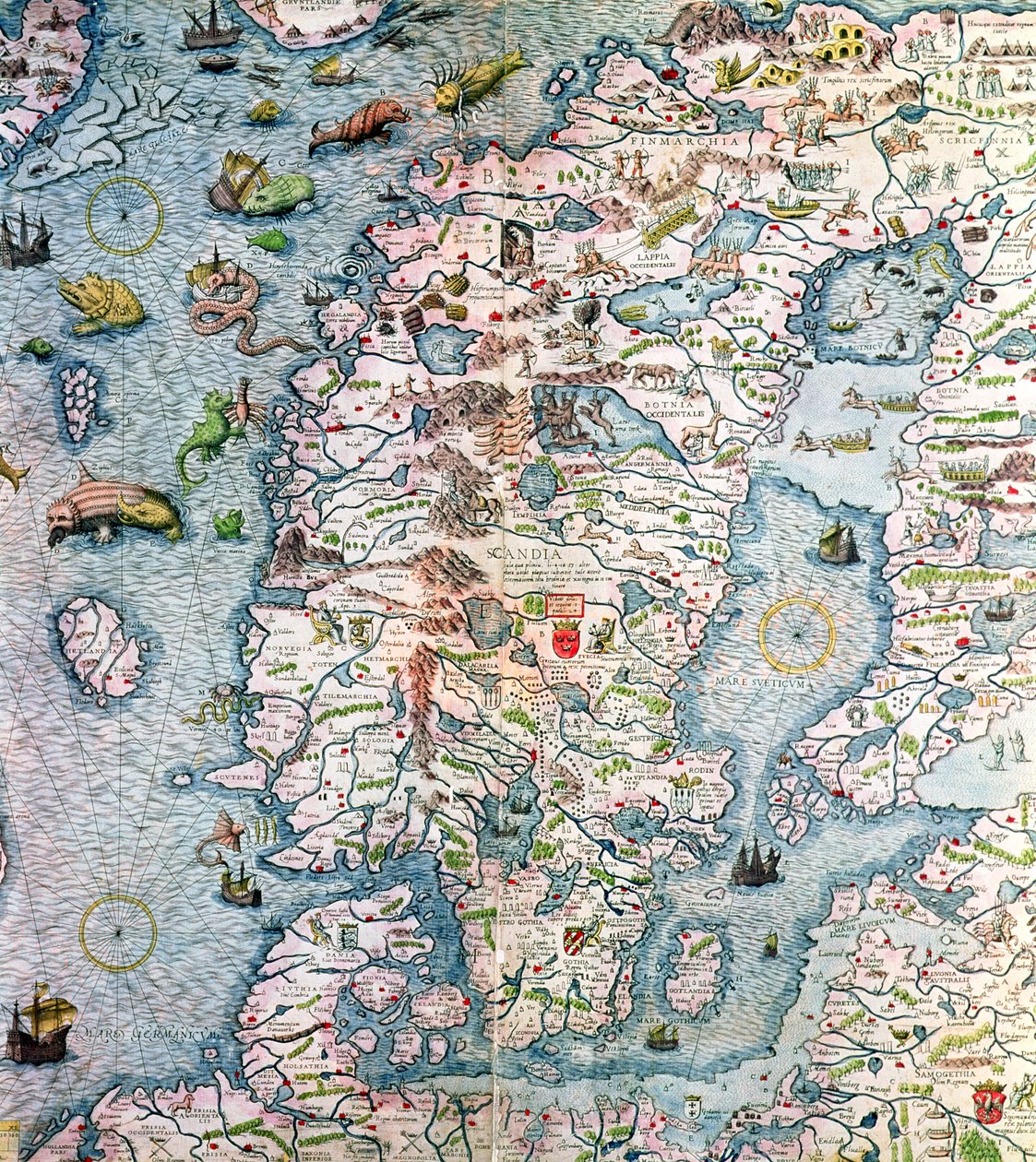 Scandinavie, détail de la Carta Marina d
