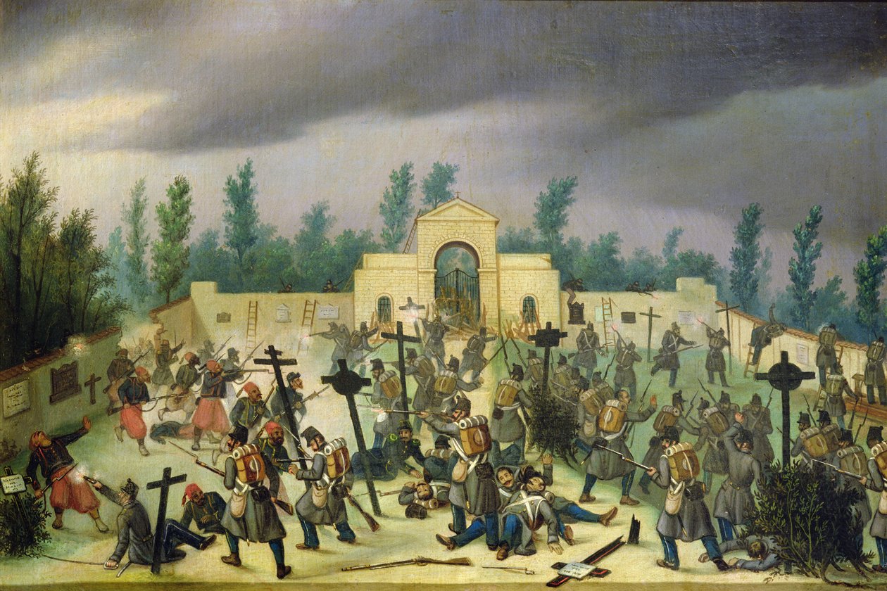 Scène de la bataille de Solferino : Combat dans le cimetière - Antonio Spandri
