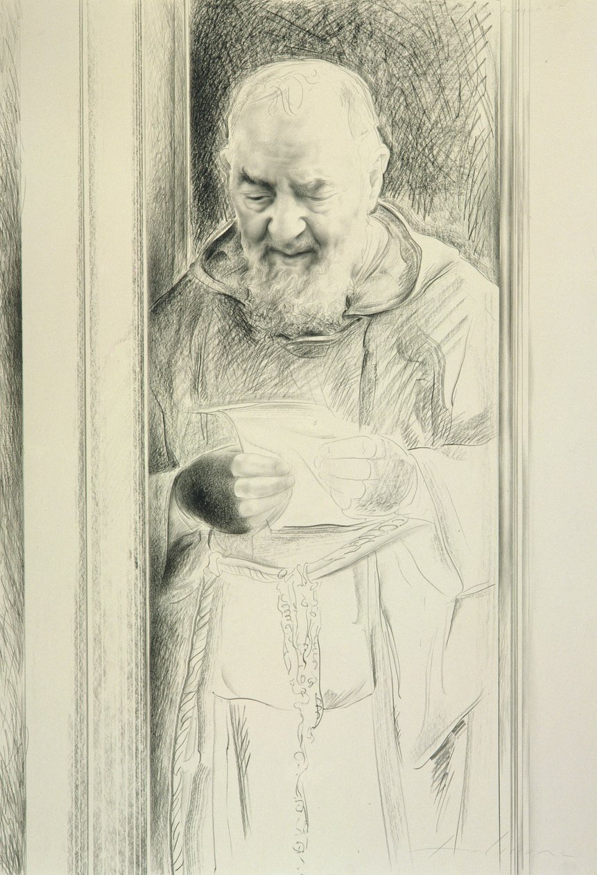 Padre Pio lisant, 1988-89 - Antonio Ciccone