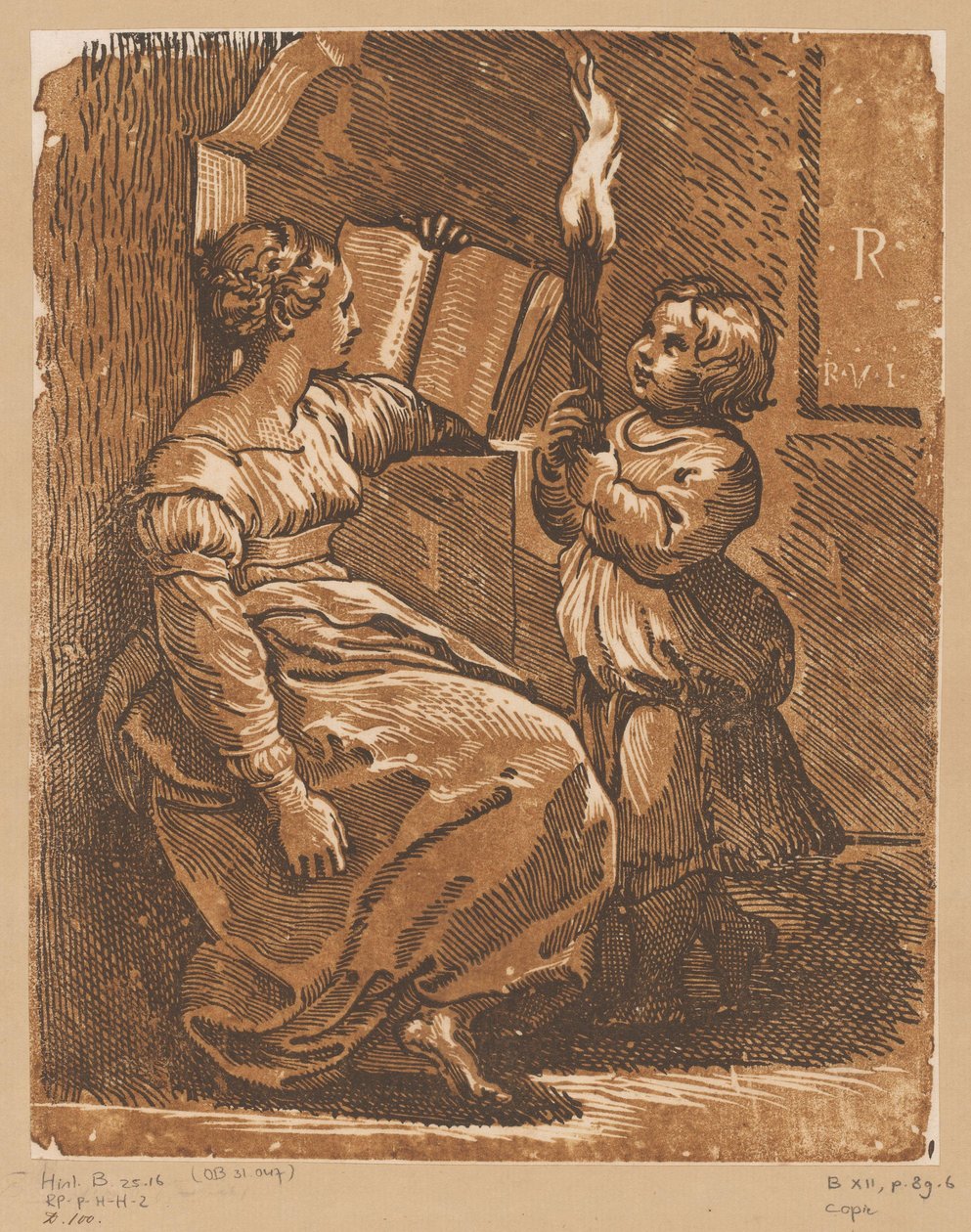 Sibylle lisant avec enfant - Antonio da Trento (attributed to)