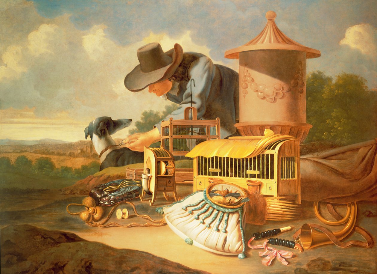 Un oiseleur et son chien - Antonius Leemans