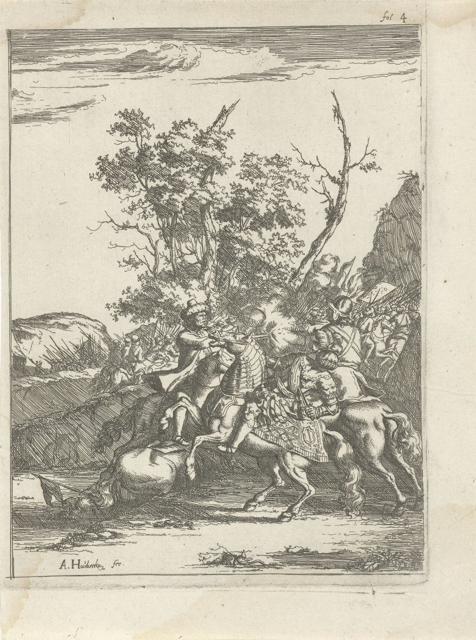 Combat de cavaliers - Arnold Houbraken
