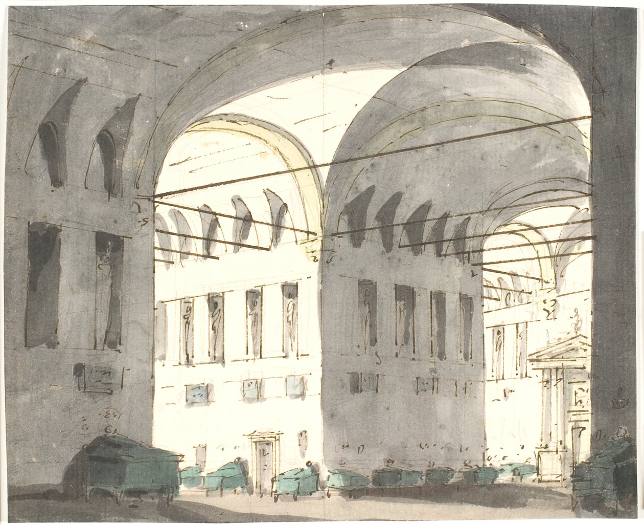 Intérieur avec grandes arches et lits - Aron Wallick
