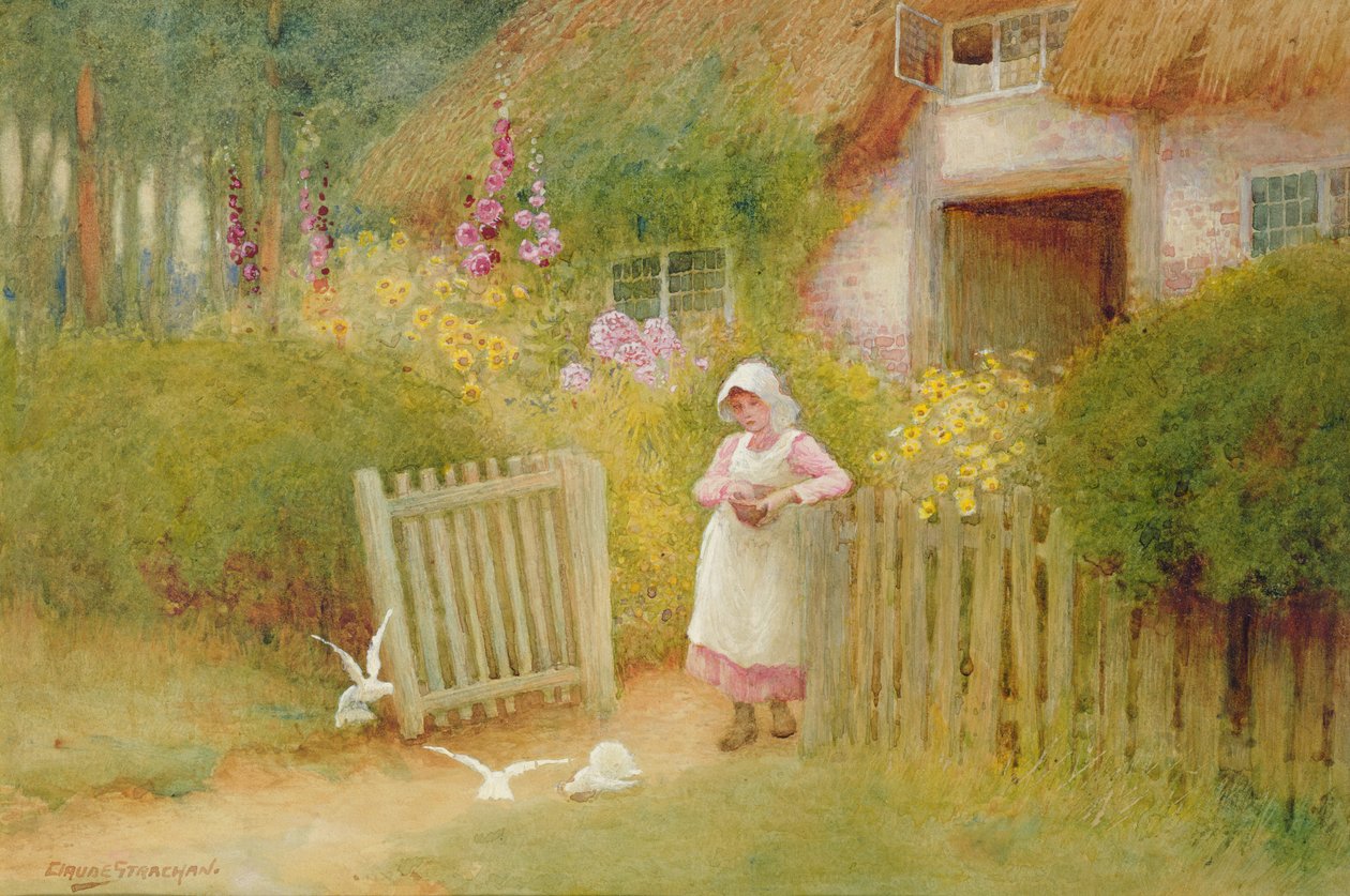 Nourrir les colombes - Arthur Claude Strachan