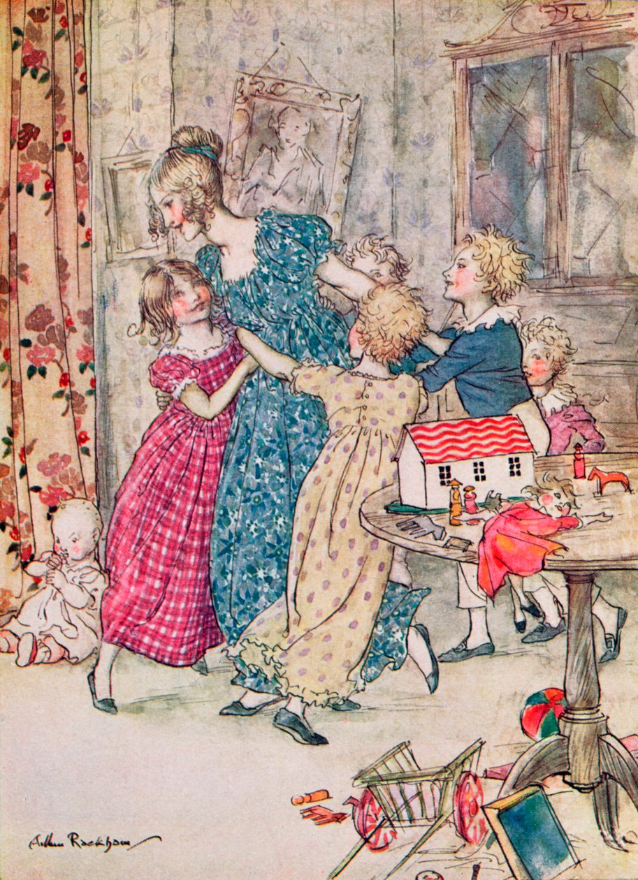 Un groupe rougeoyant et bruyant, illustration de livre - Arthur Rackham
