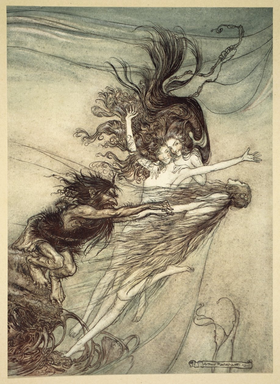Les Filles du Rhin taquinant Alberich, illustration de 