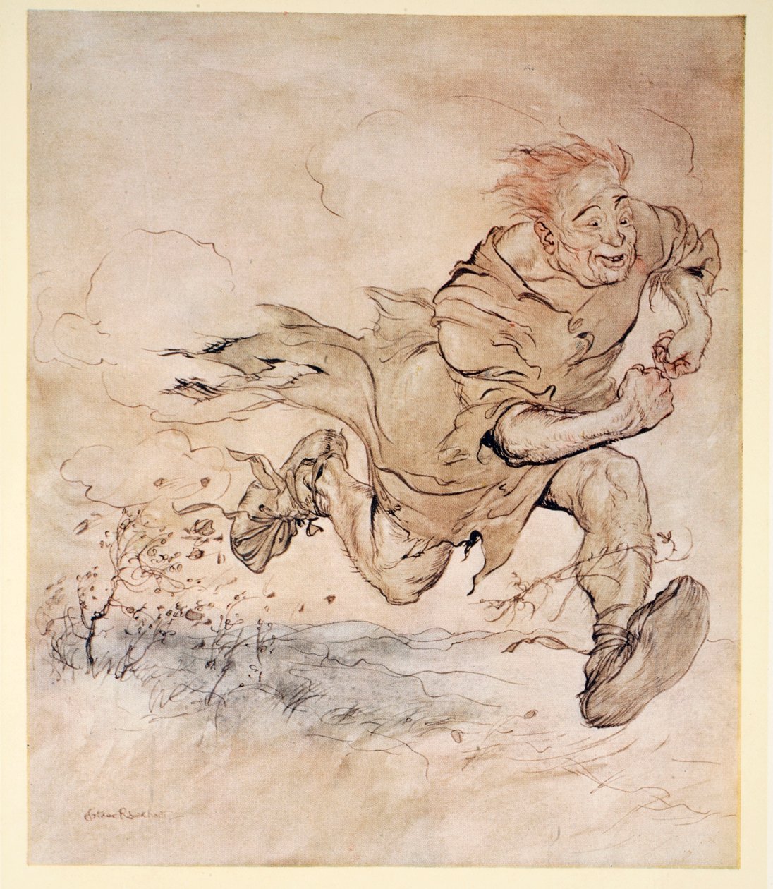Le martèlement de ses grosses bottes devenait aussi continu que le crépitement des grêlons sur le toit, et le vent de son passage abattait des arbres, illustration de 
