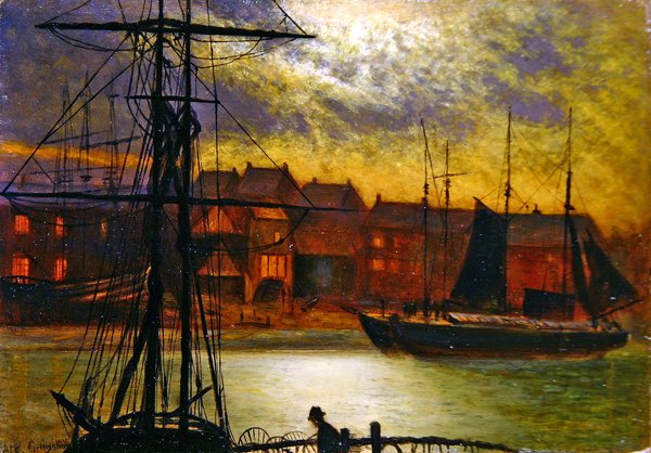 Bateaux dans le port de Whitby - Arthur Grimshaw