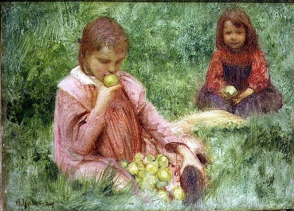 Dans le verger - Arthur Hacker