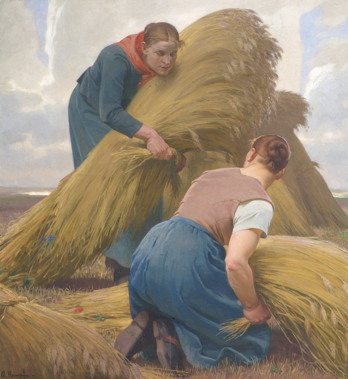 Femmes liant des gerbes - Arthur Kampf