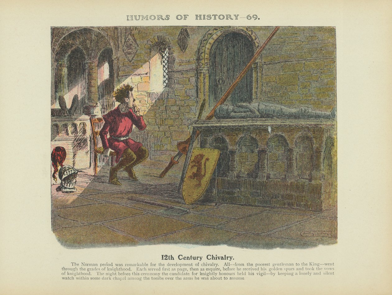 Chevalerie du 12e siècle (lithographie couleur) - Arthur Moreland