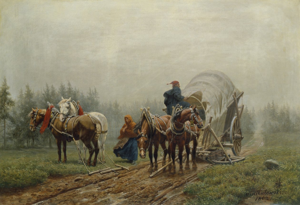 Le chariot de fret cassé, 1862 - Arthur Nikutowski