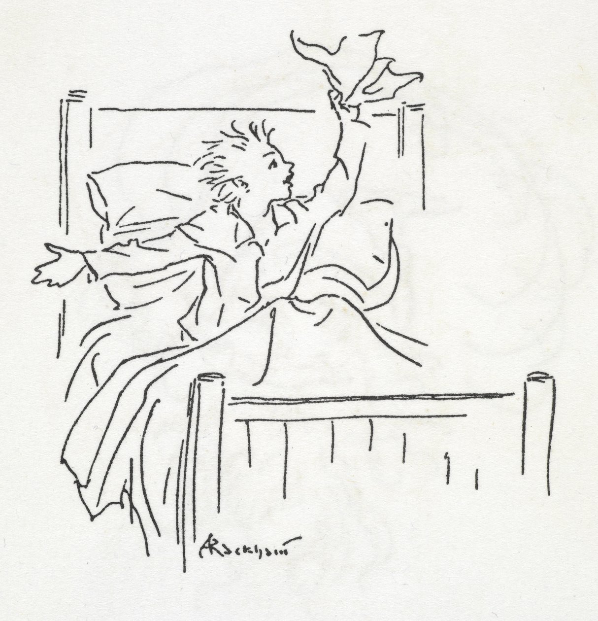 Un garçon au lit - Arthur Rackham