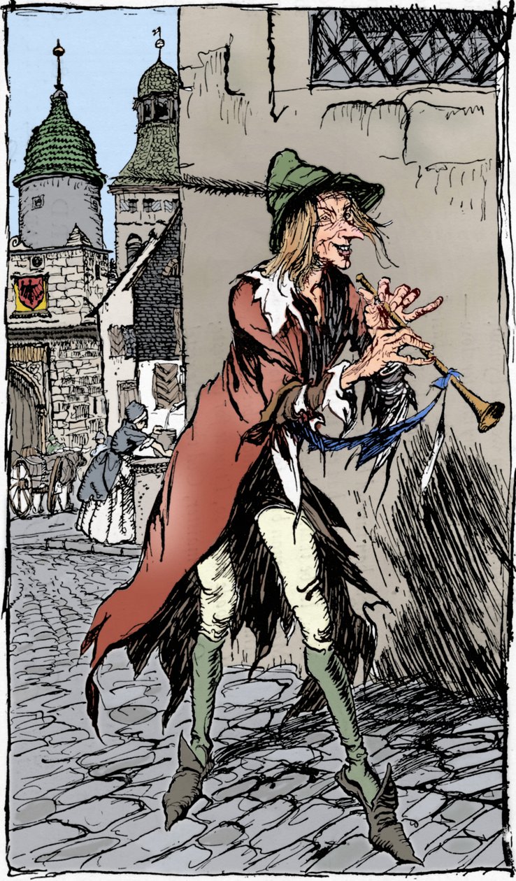 Le joueur de flûte de Hamelin, 1934 - Arthur Rackham