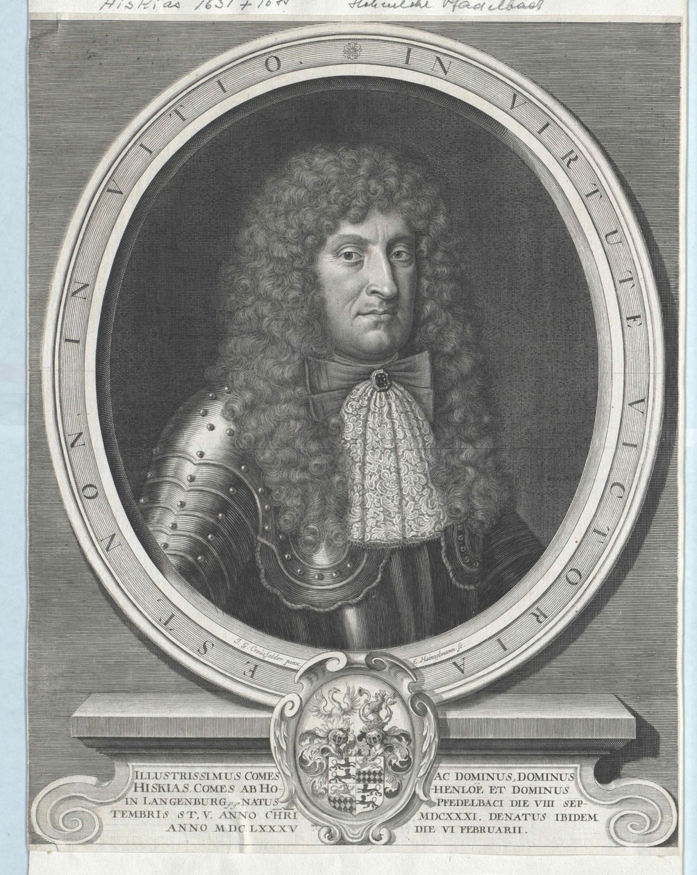 Hezekiah count Hohenlohe-Waldenburg-Pfedelbach - Artist Unknown