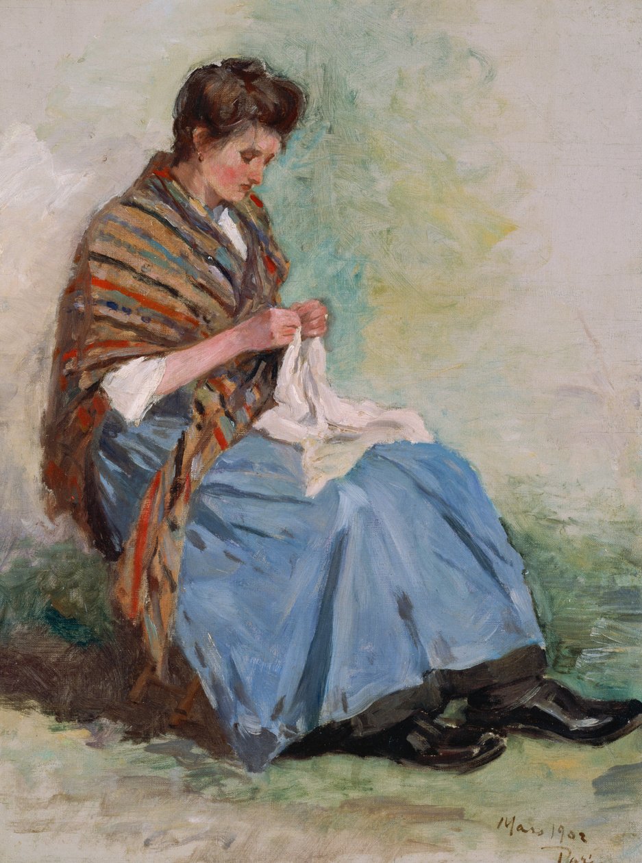 Femme cousant - Asai Chu