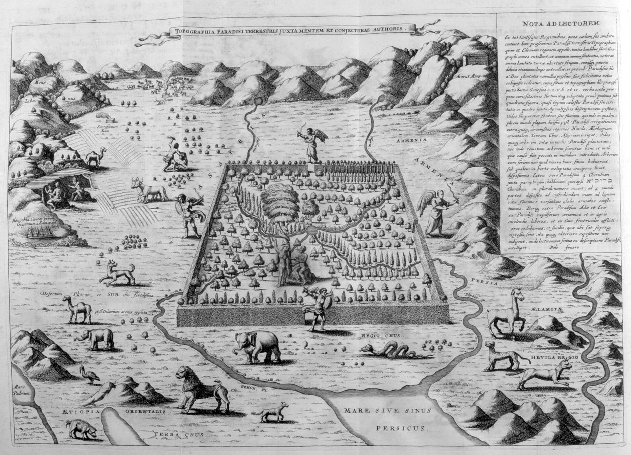Le paradis terrestre, 1675 - Athanasius Kircher