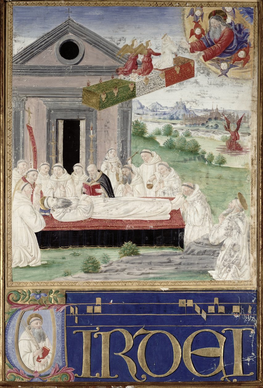 Les funérailles de Saint Benoît (480-527) avec Saint Romauld (vers 951-1027) 1502 - Attavante di Gabriello di Vanti di Bartolo