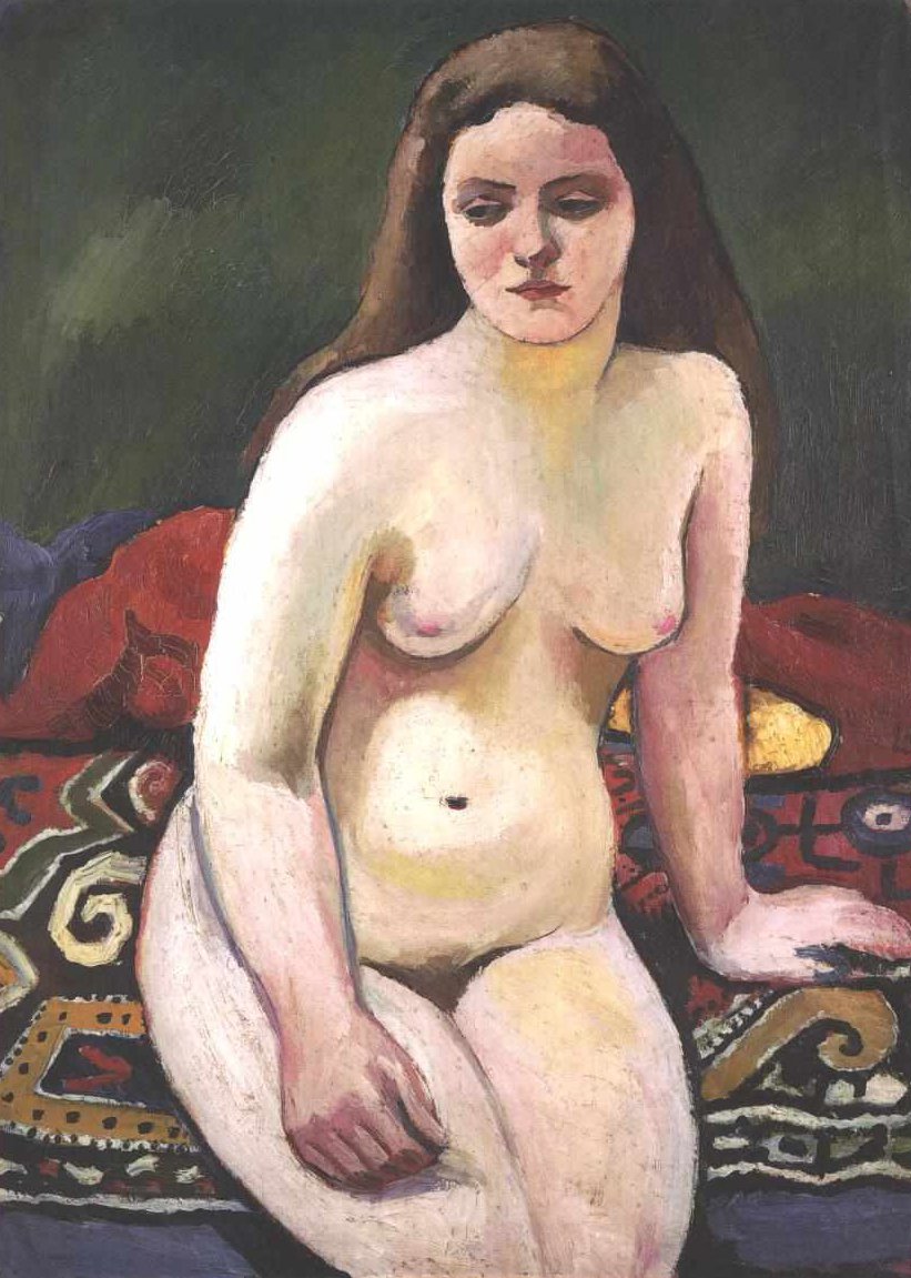 Nu sur tapis tricoté - August Macke
