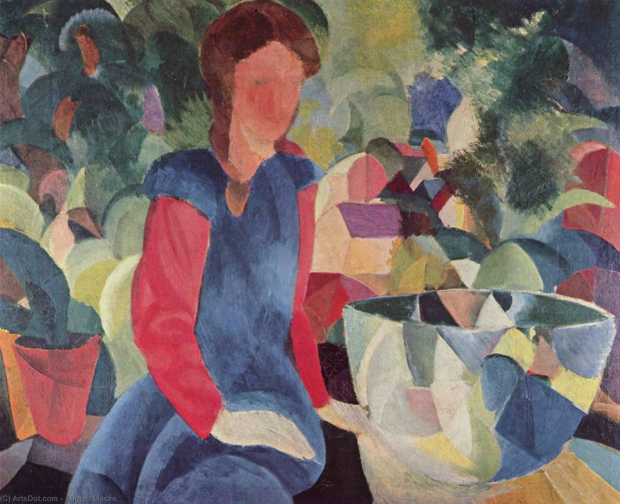 Fille avec un bocal à poissons - August Macke