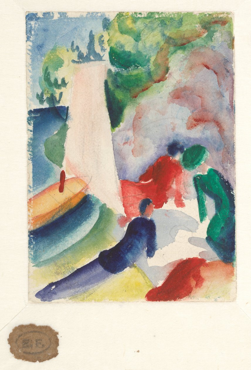 Pique-nique sur la plage (Pique-nique après la voile), 1913 - August Macke