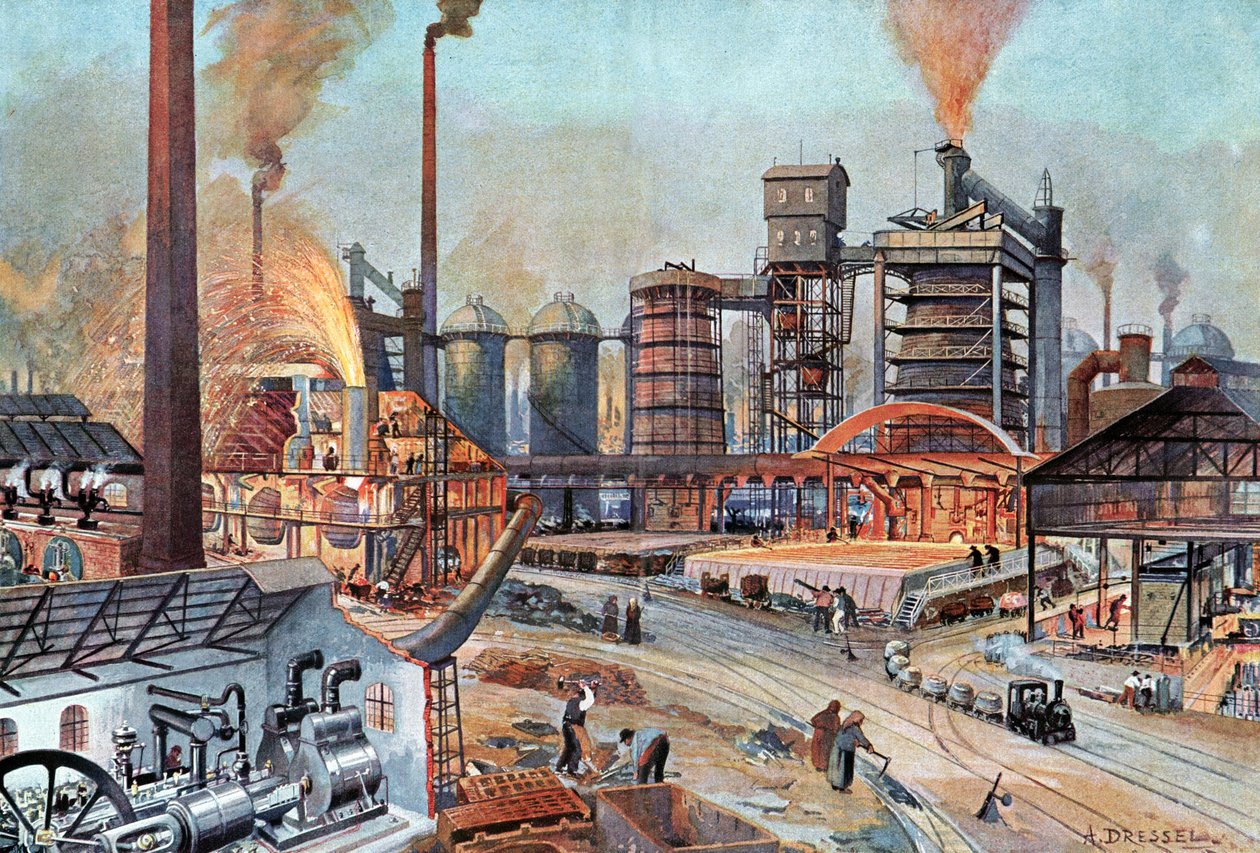 Industrie sidérurgique en Allemagne, vers 1880 (illustration) - August (after) Dressel