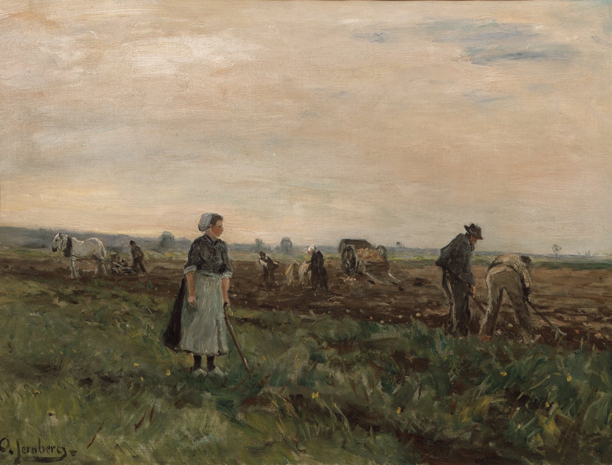 Travailleurs sur le terrain (peinture) - August Jernberg