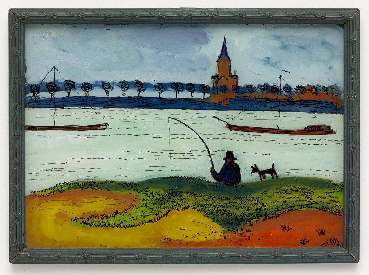 Paysage fluvial avec pêcheur - August Macke