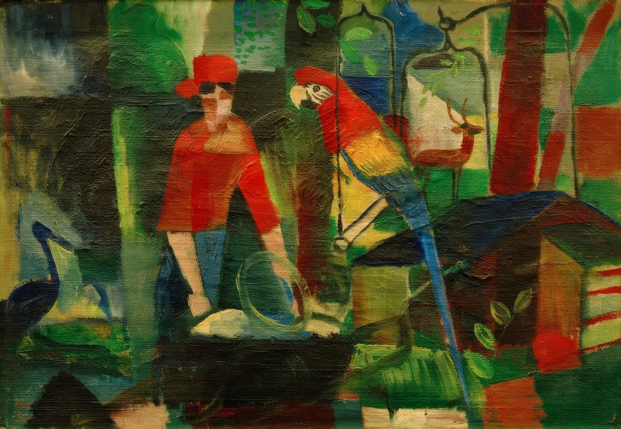 Femme avec perroquet dans un paysage - August Macke