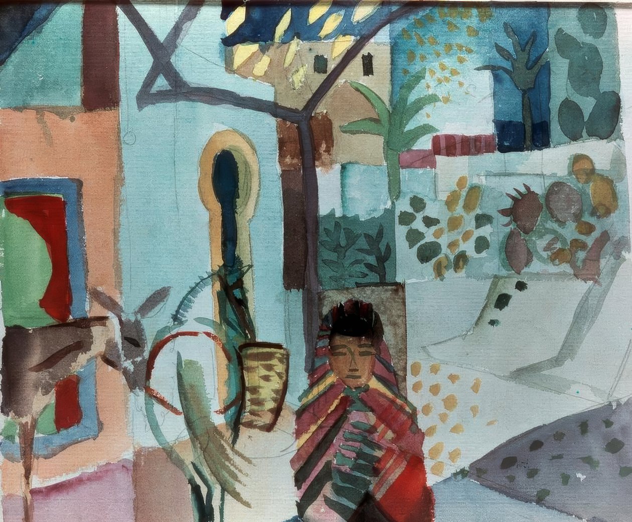 Fille avec cheval et âne - August Macke