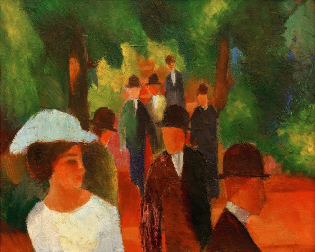 Promenade (avec fille en blanc en demi-figure) - August Macke
