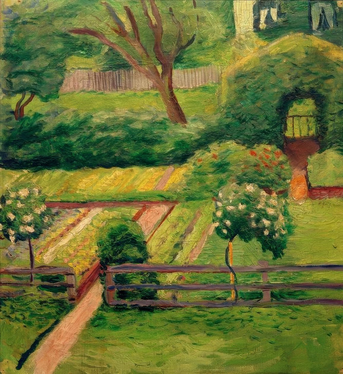 Petit jardin de roses à Tegernsee - August Macke
