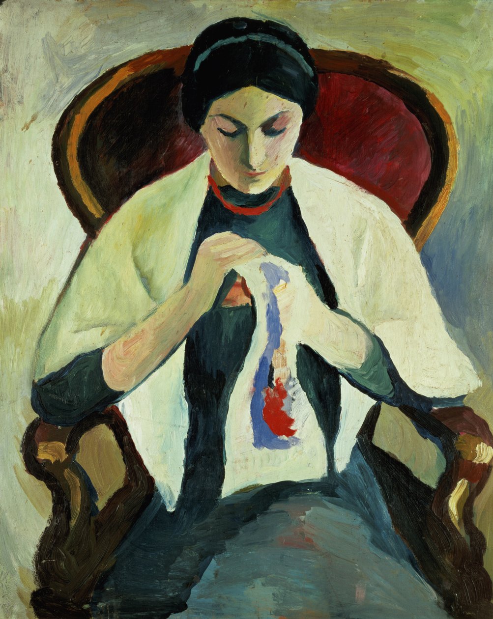 Femme cousant - August Macke