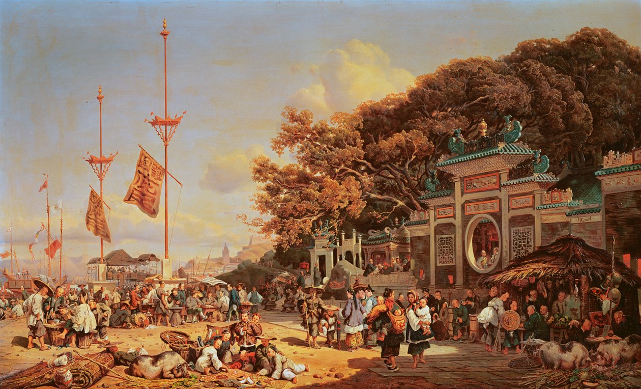 Un marché à Macao - Auguste Borget