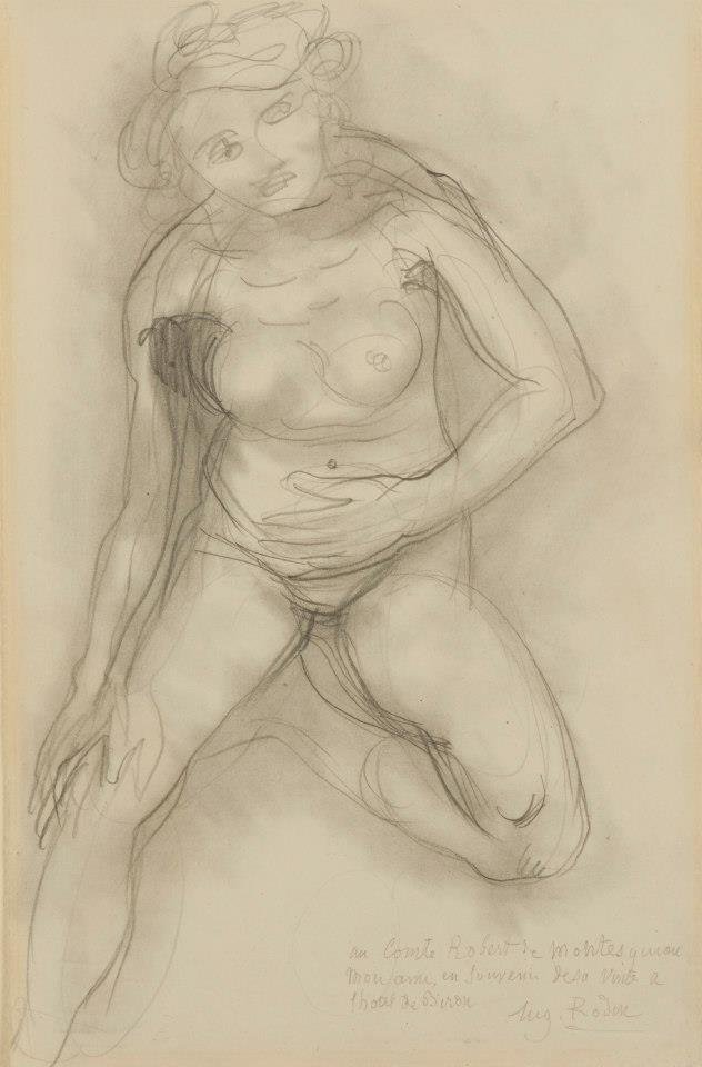 Femme nue assise de face, avec une jambe repliée - Auguste Rodin