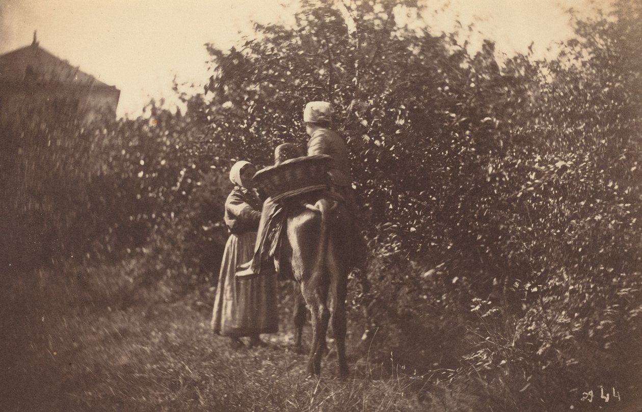 Deux femmes avec un âne - Auguste Giraudon