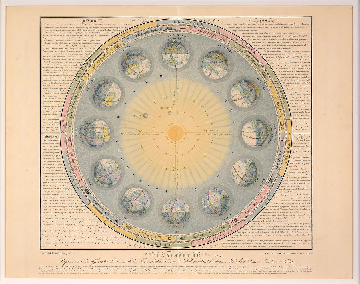 Planisphère n° 3, pub. 1839 - Auguste Henri Dufour