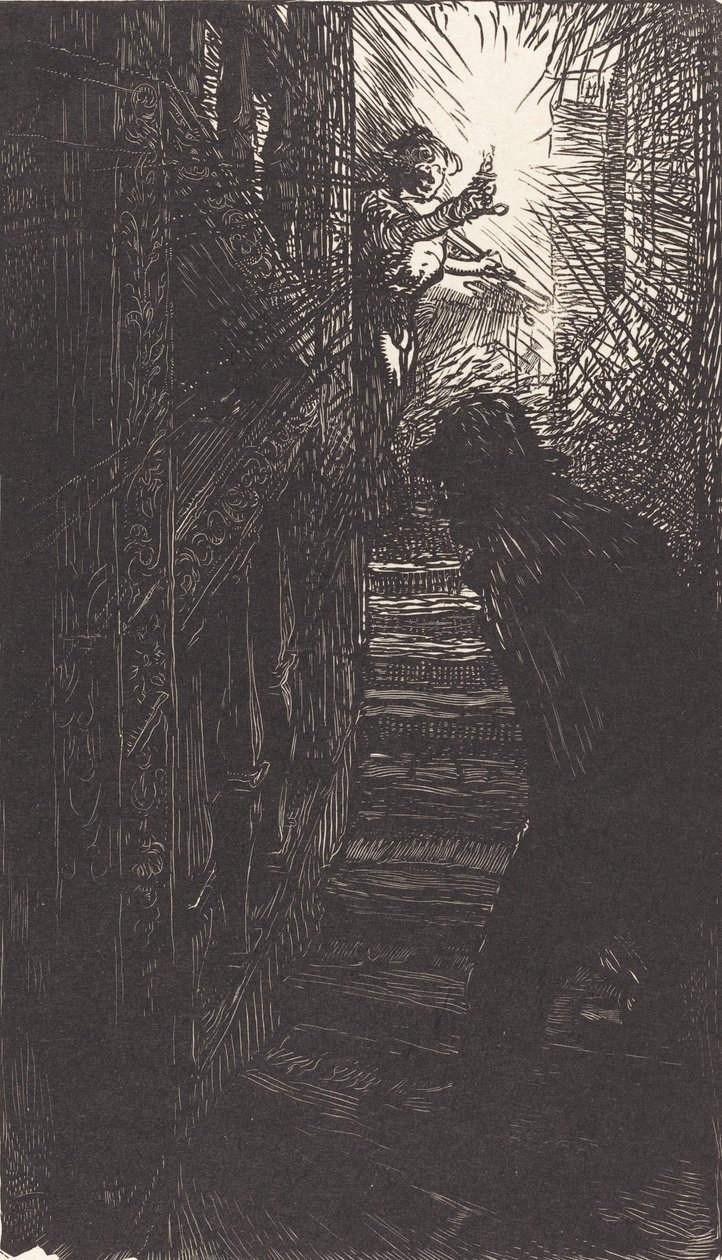 Escalier sculpté rue Boutebrie - Auguste Lepere