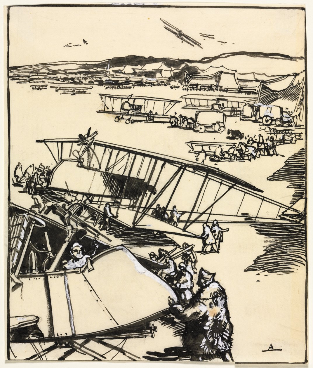 Avions reposant sur le terrain (recto) - Auguste Louis Lepère