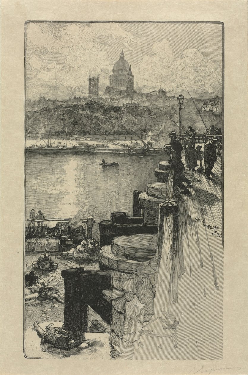 [Pêcheurs sur un quai, Paris] - Auguste Louis Lepère