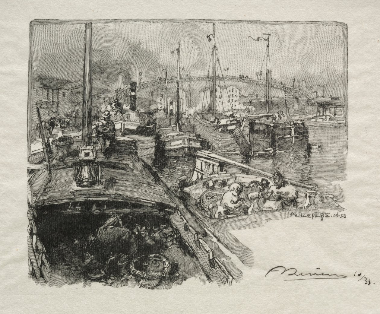 Le Bassin de la Villette - Auguste Louis Lepère