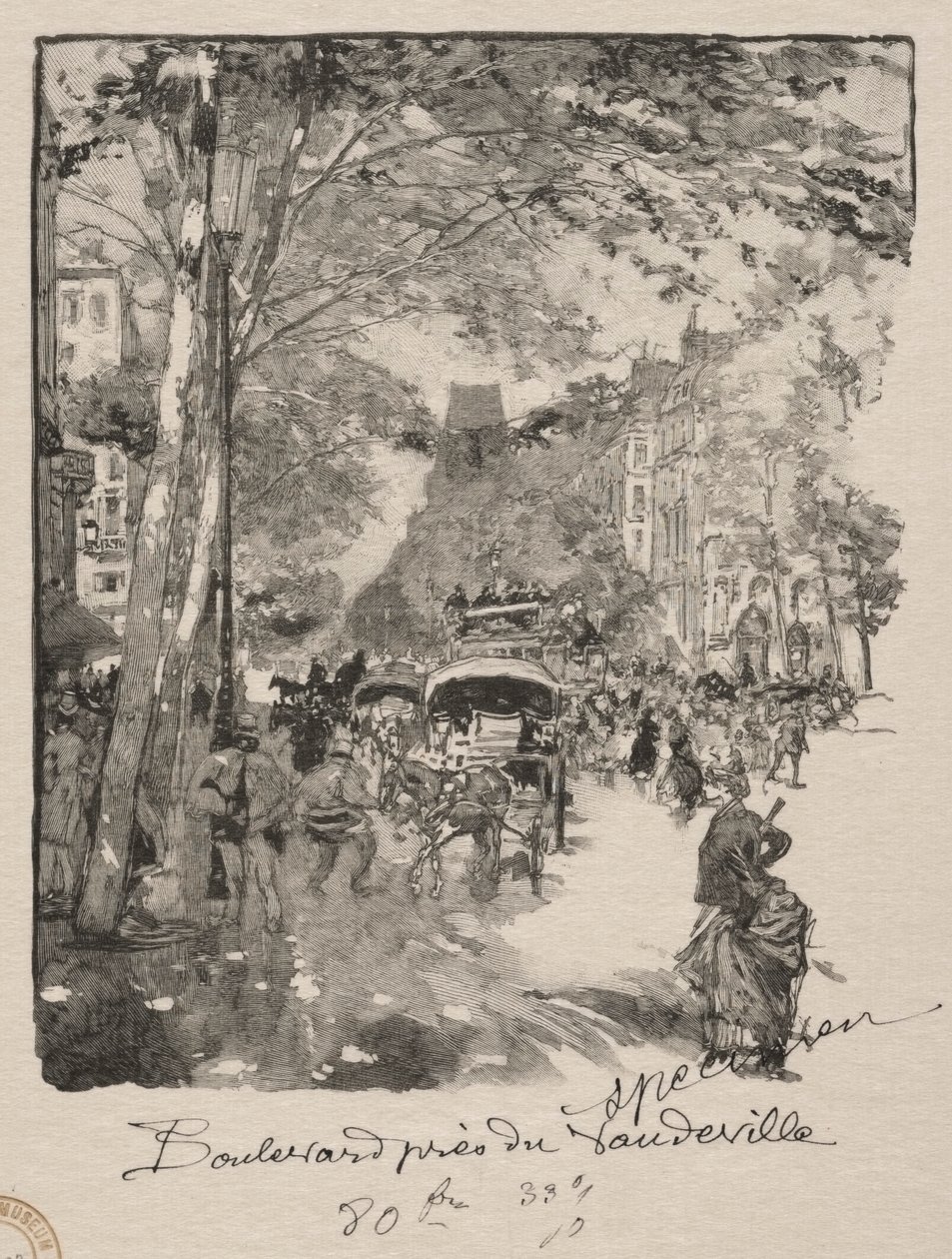 Le Boulevard près du Vaudeville - Auguste Louis Lepère