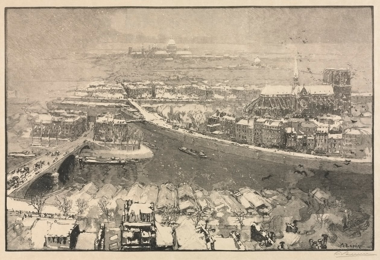Paris sous la neige, 1890 - Auguste Louis Lepère